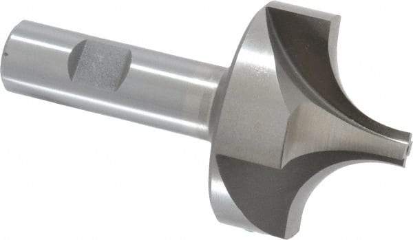 Interstate - 13/16" Radius, 2-1/4" Mill Diam, 4 Flute High Speed Steel Corner Rounding End Mill - Single End, Uncoated, 4-1/8" OAL, 3/4" Shank Diam - Eagle Tool & Supply