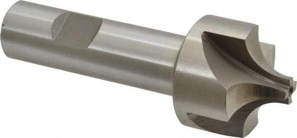 Interstate - 7/16" Radius, 1-3/8" Mill Diam, 4 Flute High Speed Steel Corner Rounding End Mill - Single End, Uncoated, 3-3/4" OAL, 3/4" Shank Diam - Eagle Tool & Supply