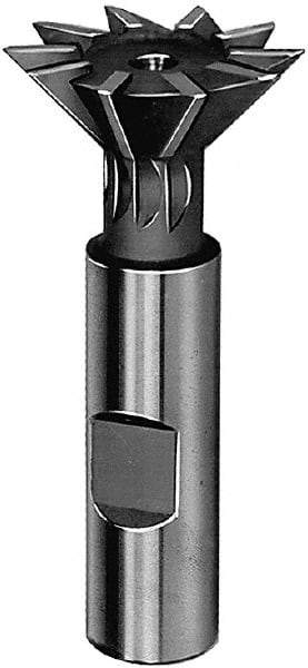 Keo - 1-3/8" Diam x 3/8" Width of Cut, 45° Included Angle, Cobalt Dovetail Cutter - 5/8" Shank Diam, 2-1/2" Shank Length, 2-7/8" Overall Length, Weldon Flat, Uncoated - Eagle Tool & Supply