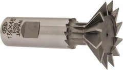 Interstate - 1-7/8" Diam x 13/16" Width of Cut, 45° Included Angle, High Speed Steel Dovetail Cutter - 7/8" Shank Diam, 2-7/16" Shank Length, 3-1/4" Overall Length - Eagle Tool & Supply