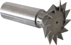 Interstate - 2-1/4" Diam x 1-1/16" Width of Cut, 45° Included Angle, High Speed Steel Dovetail Cutter - 1" Shank Diam, 2-11/16" Shank Length, 3-3/4" Overall Length - Eagle Tool & Supply