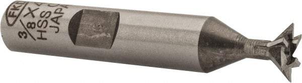 Interstate - 3/8" Diam x 3/16" Width of Cut, 45° Included Angle, Cobalt Dovetail Cutter - 3/8" Shank Diam, 1-15/16" Shank Length, 2-1/8" Overall Length - Eagle Tool & Supply