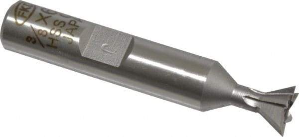 Interstate - 3/8" Diam x 3/16" Width of Cut, 60° Included Angle, Cobalt Dovetail Cutter - 3/8" Shank Diam, 2-1/8" Overall Length, Uncoated - Eagle Tool & Supply