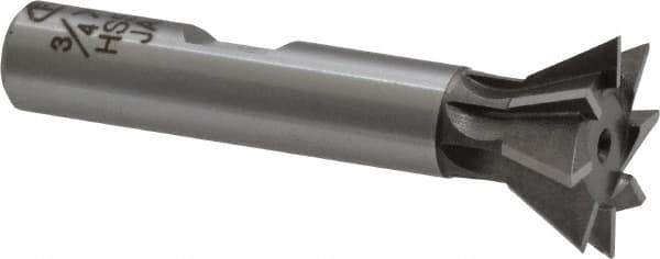 Interstate - 3/4" Diam x 5/16" Width of Cut, 60° Included Angle, Cobalt Dovetail Cutter - 3/8" Shank Diam, 2-1/8" Overall Length, Uncoated - Eagle Tool & Supply