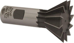 Interstate - 2-1/4" Diam x 1-1/16" Width of Cut, 60° Included Angle, Cobalt Dovetail Cutter - 1" Shank Diam, 3-1/4" Overall Length, Uncoated - Eagle Tool & Supply