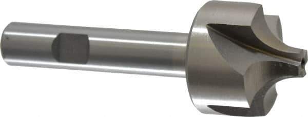 Interstate - 3/8" Radius, 1-1/4" Mill Diam, 4 Flute Cobalt Corner Rounding End Mill - Single End, Uncoated, 3-1/2" OAL, 1/2" Shank Diam - Eagle Tool & Supply