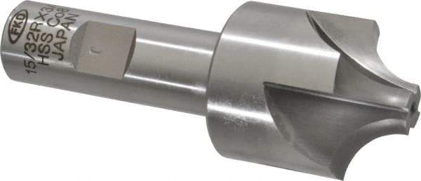 Interstate - 15/32" Radius, 1-3/8" Mill Diam, 4 Flute Cobalt Corner Rounding End Mill - Single End, Uncoated, 3-3/4" OAL, 3/4" Shank Diam - Eagle Tool & Supply