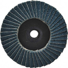 Weiler - 60 Grit, 3" Disc Diam, Type 29 Zirconia Alumina Flap Disc - 20,000 Max RPM, Plastic Backing, Quick Change Type S Attaching System, Coated - Eagle Tool & Supply