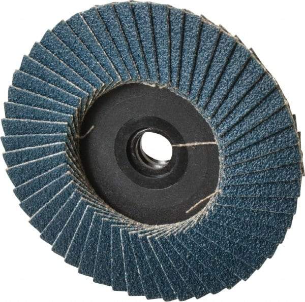 Weiler - 80 Grit, 3" Disc Diam, Type 29 Zirconia Alumina Flap Disc - 20,000 Max RPM, Plastic Backing, Quick Change Type S Attaching System, Coated - Eagle Tool & Supply
