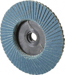 Weiler - 120 Grit, 3" Disc Diam, Type 29 Zirconia Alumina Flap Disc - 20,000 Max RPM, Plastic Backing, Quick Change Type S Attaching System, Coated - Eagle Tool & Supply