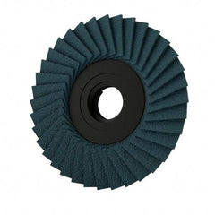 Weiler - 36 Grit, 3" Disc Diam, Type 27 Zirconia Alumina Flap Disc - 20,000 Max RPM, Plastic Backing, Quick Change Type S Attaching System, Coated - Eagle Tool & Supply