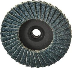 Weiler - 40 Grit, 3" Disc Diam, Type 27 Zirconia Alumina Flap Disc - 20,000 Max RPM, Plastic Backing, Quick Change Type S Attaching System, Coated - Eagle Tool & Supply