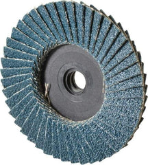 Weiler - 60 Grit, 3" Disc Diam, Type 27 Zirconia Alumina Flap Disc - 20,000 Max RPM, Plastic Backing, Quick Change Type S Attaching System, Coated - Eagle Tool & Supply