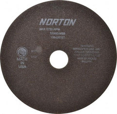 Norton - 8" 60 Grit Aluminum Oxide Cutoff Wheel - 1/16" Thick, 1-1/4" Arbor, 5,730 Max RPM, Use with Stationary Tools - Eagle Tool & Supply