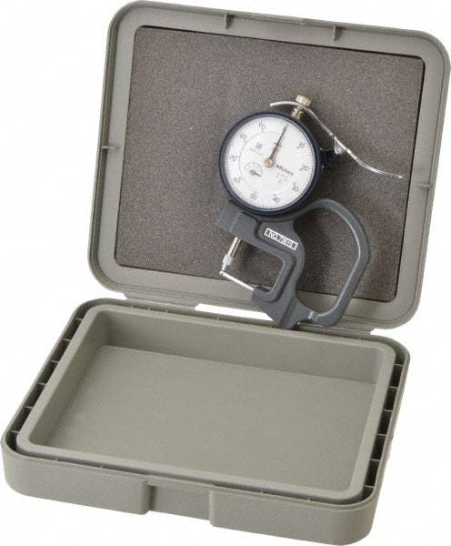 Mitutoyo - 0 to 1/2 Inch Measurement, 0.001 Inch Graduation, 1.1811 Inch Throat Depth, Dial Thickness Gage - 0.001 Inch Accuracy, 1.4 N Force, 2 Inch Dial Diameter - Eagle Tool & Supply