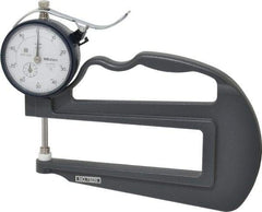 Mitutoyo - 0 to 1 Inch Measurement, 0.001 Inch Graduation, 4.7244 Inch Throat Depth, Dial Thickness Gage - 0.002 Inch Accuracy, 2 N Force, 2 Inch Dial Diameter - Eagle Tool & Supply