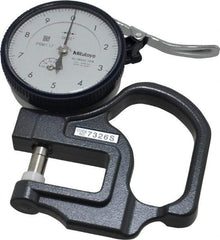 Mitutoyo - 0 to 0.05 Inch Measurement, 0.00005 Inch Graduation, 1.1811 Inch Throat Depth, Dial Thickness Gage - 0.0002 Inch Accuracy, 1.4 N Force, 2 Inch Dial Diameter - Eagle Tool & Supply