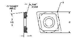 Parlec - CDCD051600 Diamond Tipped Boring Insert - 80° Diamond, 15° Relief Angle, 5/32" Inscr Circle, 0.04" Thick, 1/64" Corner Radius - Eagle Tool & Supply