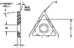 Parlec - TPGH110700 Diamond Tipped Boring Insert - 60° Triangle, 11° Relief Angle, 1/4" Inscr Circle, 3/32" Thick, 0.007" Corner Radius - Eagle Tool & Supply