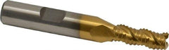 Interstate - 9/32" Diam, Coarse Pitch, 3/4" LOC, 3 Flute Cobalt Roughing Square End Mill - TiN Finish, 2-1/2" OAL, 3/8" Shank Diam, Single End, Centercutting - Eagle Tool & Supply