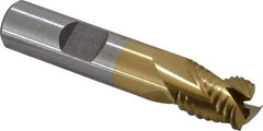 Interstate - 1/2" Diam, Coarse Pitch, 5/8" LOC, 3 Flute Cobalt Roughing Square End Mill - TiN Finish, 2-5/8" OAL, 1/2" Shank Diam, Single End, Centercutting - Eagle Tool & Supply