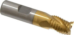 Interstate - 5/8" Diam, Coarse Pitch, 3/4" LOC, 3 Flute Cobalt Roughing Square End Mill - TiN Finish, 2-7/8" OAL, 5/8" Shank Diam, Single End, Centercutting - Eagle Tool & Supply