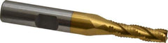 Interstate - 1/4" Diam, Fine Pitch, 7/8" LOC, 3 Flute Cobalt Roughing Square End Mill - TiN Finish, 2-11/16" OAL, 3/8" Shank Diam, Single End - Eagle Tool & Supply