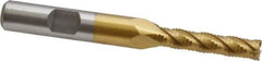 Interstate - 1/4" Diam, Fine Pitch, 1-1/8" LOC, 4 Flute Cobalt Roughing Square End Mill - TiN Finish, 3-1/8" OAL, 3/8" Shank Diam, Single End - Eagle Tool & Supply