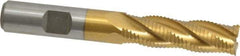 Interstate - 1/2" Diam, Fine Pitch, 1-5/8" LOC, 4 Flute Cobalt Roughing Square End Mill - TiN Finish, 3-5/8" OAL, 1/2" Shank Diam, Single End - Eagle Tool & Supply