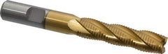 Interstate - 1/2" Diam, Fine Pitch, 2" LOC, 4 Flute Cobalt Roughing Square End Mill - TiN Finish, 4" OAL, 1/2" Shank Diam, Single End - Eagle Tool & Supply