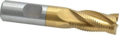 Interstate - 5/8" Diam, Fine Pitch, 1-1/4" LOC, 4 Flute Cobalt Roughing Square End Mill - TiN Finish, 3-3/8" OAL, 5/8" Shank Diam, Single End - Eagle Tool & Supply