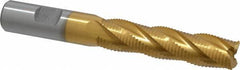 Interstate - 5/8" Diam, Fine Pitch, 2-1/2" LOC, 4 Flute Cobalt Roughing Square End Mill - TiN Finish, 4-5/8" OAL, 5/8" Shank Diam, Single End - Eagle Tool & Supply