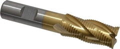 Interstate - 3/4" Diam, Fine Pitch, 1-5/8" LOC, 4 Flute Cobalt Roughing Square End Mill - TiN Finish, 3-3/4" OAL, 5/8" Shank Diam, Single End - Eagle Tool & Supply