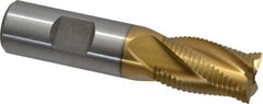 Interstate - 3/4" Diam, Fine Pitch, 1-1/4" LOC, 4 Flute Cobalt Roughing Square End Mill - TiN Finish, 3-1/2" OAL, 3/4" Shank Diam, Single End - Eagle Tool & Supply