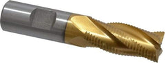 Interstate - 3/4" Diam, Fine Pitch, 1-5/8" LOC, 4 Flute Cobalt Roughing Square End Mill - TiN Finish, 3-3/4" OAL, 3/4" Shank Diam, Single End - Eagle Tool & Supply