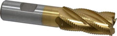 Interstate - 7/8" Diam, Fine Pitch, 1-7/8" LOC, 5 Flute Cobalt Roughing Square End Mill - TiN Finish, 4-1/8" OAL, 3/4" Shank Diam, Single End - Eagle Tool & Supply