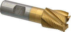 Interstate - 1" Diam, Fine Pitch, 1-1/8" LOC, 5 Flute Cobalt Roughing Square End Mill - TiN Finish, 3-3/8" OAL, 3/4" Shank Diam, Single End - Eagle Tool & Supply