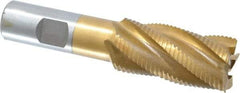 Interstate - 1" Diam, Fine Pitch, 2" LOC, 5 Flute Cobalt Roughing Square End Mill - TiN Finish, 4-1/4" OAL, 3/4" Shank Diam, Single End - Eagle Tool & Supply