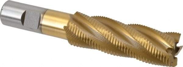 Interstate - 1" Diam, Fine Pitch, 3" LOC, 5 Flute Cobalt Roughing Square End Mill - TiN Finish, 5-1/4" OAL, 3/4" Shank Diam, Single End - Eagle Tool & Supply