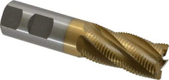 Interstate - 1" Diam, Fine Pitch, 2" LOC, 5 Flute Cobalt Roughing Square End Mill - TiN Finish, 4-1/2" OAL, 1" Shank Diam, Single End - Eagle Tool & Supply