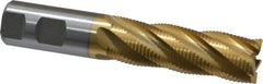 Interstate - 1" Diam, Fine Pitch, 3" LOC, 5 Flute Cobalt Roughing Square End Mill - TiN Finish, 5-1/2" OAL, 1" Shank Diam, Single End - Eagle Tool & Supply