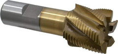 Interstate - 1-1/4" Diam, Fine Pitch, 1-1/8" LOC, 6 Flute Cobalt Roughing Square End Mill - TiN Finish, 3-3/8" OAL, 3/4" Shank Diam, Single End - Eagle Tool & Supply