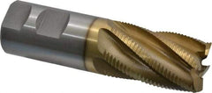 Interstate - 1-1/4" Diam, Fine Pitch, 2" LOC, 6 Flute Cobalt Roughing Square End Mill - TiN Finish, 4-1/2" OAL, 1-1/4" Shank Diam, Single End - Eagle Tool & Supply