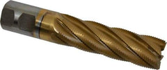 Interstate - 1-1/4" Diam, Fine Pitch, 4" LOC, 6 Flute Cobalt Roughing Square End Mill - TiN Finish, 6-1/2" OAL, 1-1/4" Shank Diam, Single End - Eagle Tool & Supply