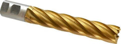 Interstate - 1-1/4" Diam, Fine Pitch, 6" LOC, 6 Flute Cobalt Roughing Square End Mill - TiN Finish, 8-1/2" OAL, 1-1/4" Shank Diam, Single End - Eagle Tool & Supply
