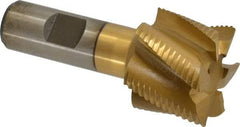Interstate - 1-1/2" Diam, Fine Pitch, 1-1/8" LOC, 6 Flute Cobalt Roughing Square End Mill - TiN Finish, 3-3/8" OAL, 3/4" Shank Diam, Single End - Eagle Tool & Supply