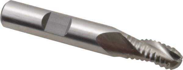Interstate - 5/16" Diam, Coarse Pitch, 3/4" LOC, 3 Flute Cobalt Roughing Ball End Mill - Uncoated, 2-1/2" OAL, 3/8" Shank Diam, Single End - Eagle Tool & Supply