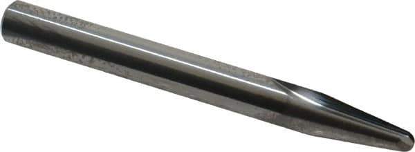 Made in USA - 7° Taper Angle per Side, 1/8" Small End Diam, 1/2" LOC, Solid Carbide 2 Flute Tapered Ball End Mill - 2-1/2" OAL, 1/4" Shank Diam, Straight Flute - Eagle Tool & Supply