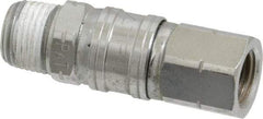 Value Collection - 1/4 x 3/8 Male x Female NPT Pneumatic Hose Swivel Fitting - Steel, Nickel Plated - Eagle Tool & Supply