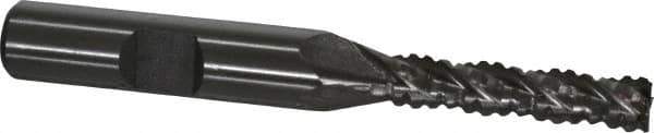 Interstate - 1/4" Diam, 1-1/8" LOC, 4 Flute Cobalt Roughing & Finishing Square End Mill - Uncoated, 2-15/16" OAL, 3/8" Shank Diam, Weldon Shank, 30° Helix, Non-Centercutting - Eagle Tool & Supply
